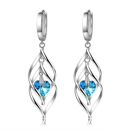 Pendientes Corazón Azul de Plata con Piedra Cianita