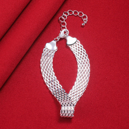 Pulsera de Plata con Cadena de Tejido