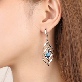 Pendientes Corazón Azul de Plata con Piedra Cianita