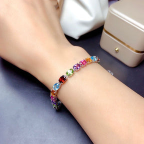 Pulsera de Circonitas de Colores de Plata