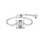 Anillo de Plata con Cristal de Circonita y Cadena Ajustable