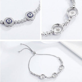 Pulsera de Ojos Turcos Azules de Cristal Circonita