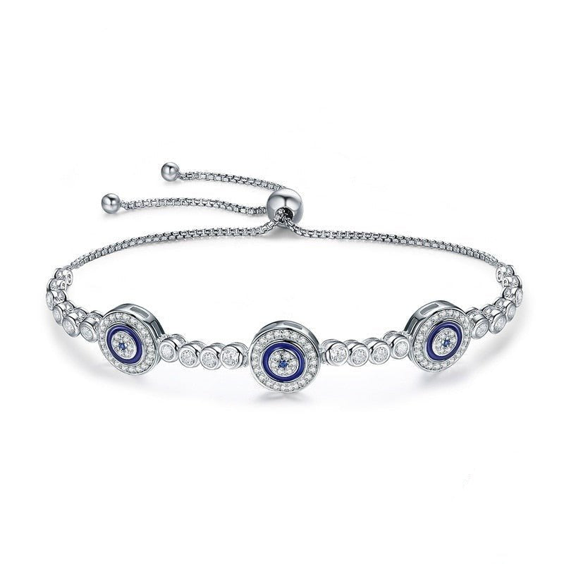 Pulsera de Ojos Turcos Azules de Cristal Circonita
